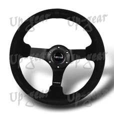 Black Suede 6-Holes 3-Spoke NRG 330MM RST-033BK-S 13 Steering Wheel