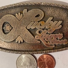 Vintage 1974 Metal Belt Buckle, Lucky Lager Beer, Heavy Duty, Quality