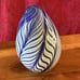 Murano stly HandBlown Art Glass Egg Shaped 4 Paperweight Cobalt & White Feather