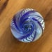 Murano stly HandBlown Art Glass Egg Shaped 4 Paperweight Cobalt & White Feather