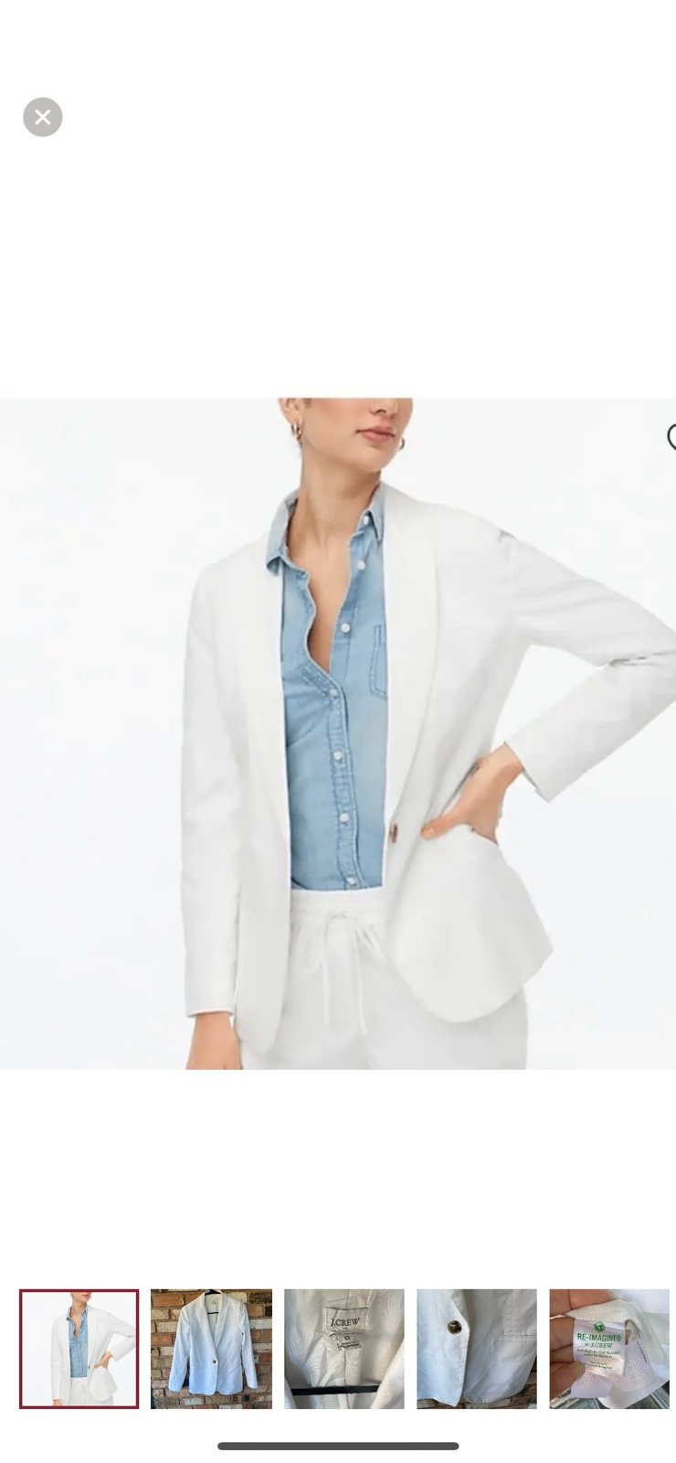 J. Crew one button linen blend white blazer size 0