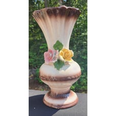 Vintage Italian Capodimonte Vase Tall Flower Trim Fluted Floral Large