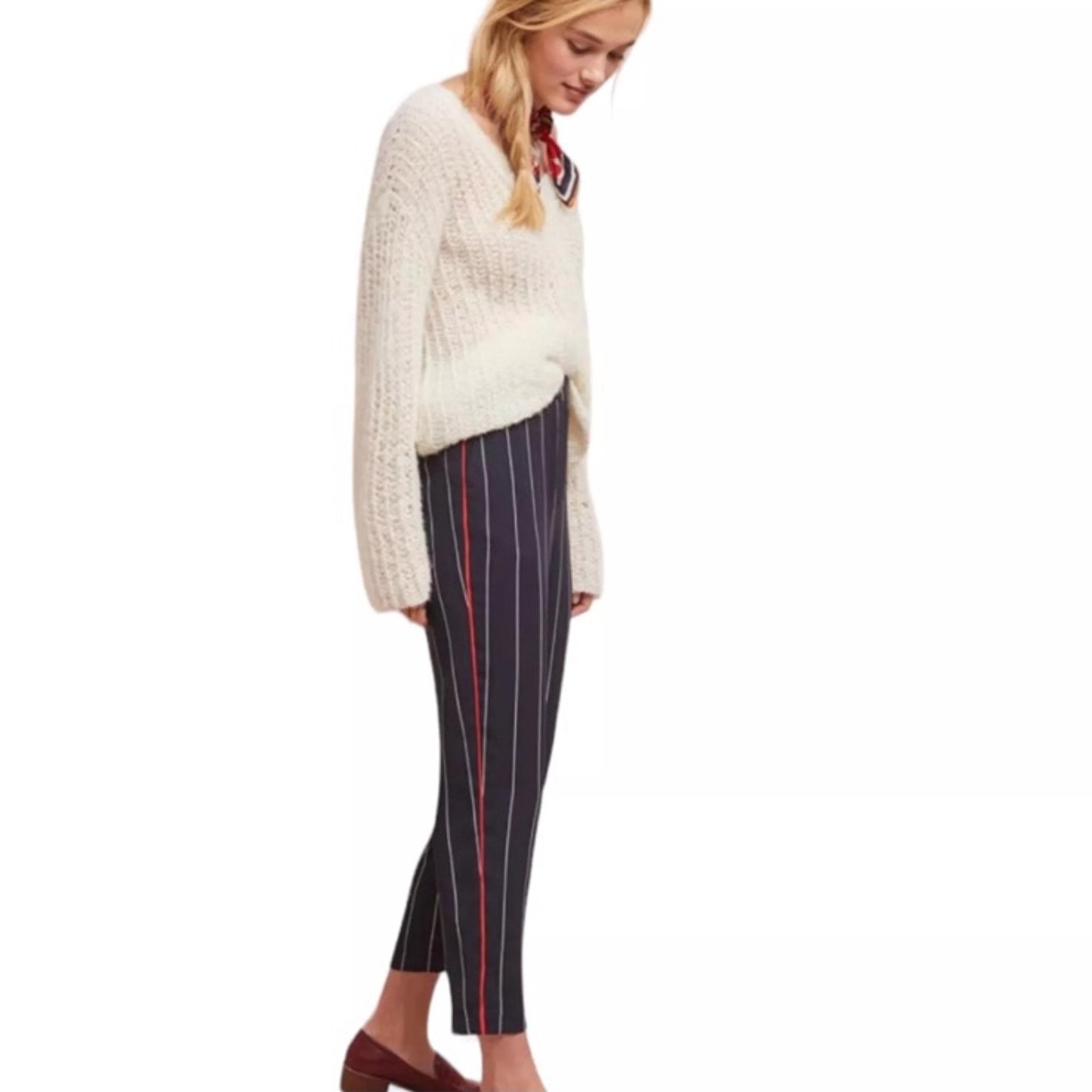 Anthropologie Ett twa Navy Vertical Striped Pants