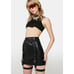 NWT Current Mood X Dolls Kill Black Vegan Leather Studded Garter Belt Mini Skirt