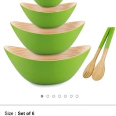 Bamboo ceramic serving bowls