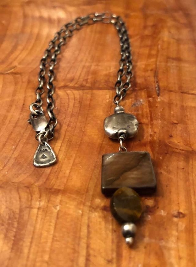 Silpada Sterling MOP Tigers Eye Necklace