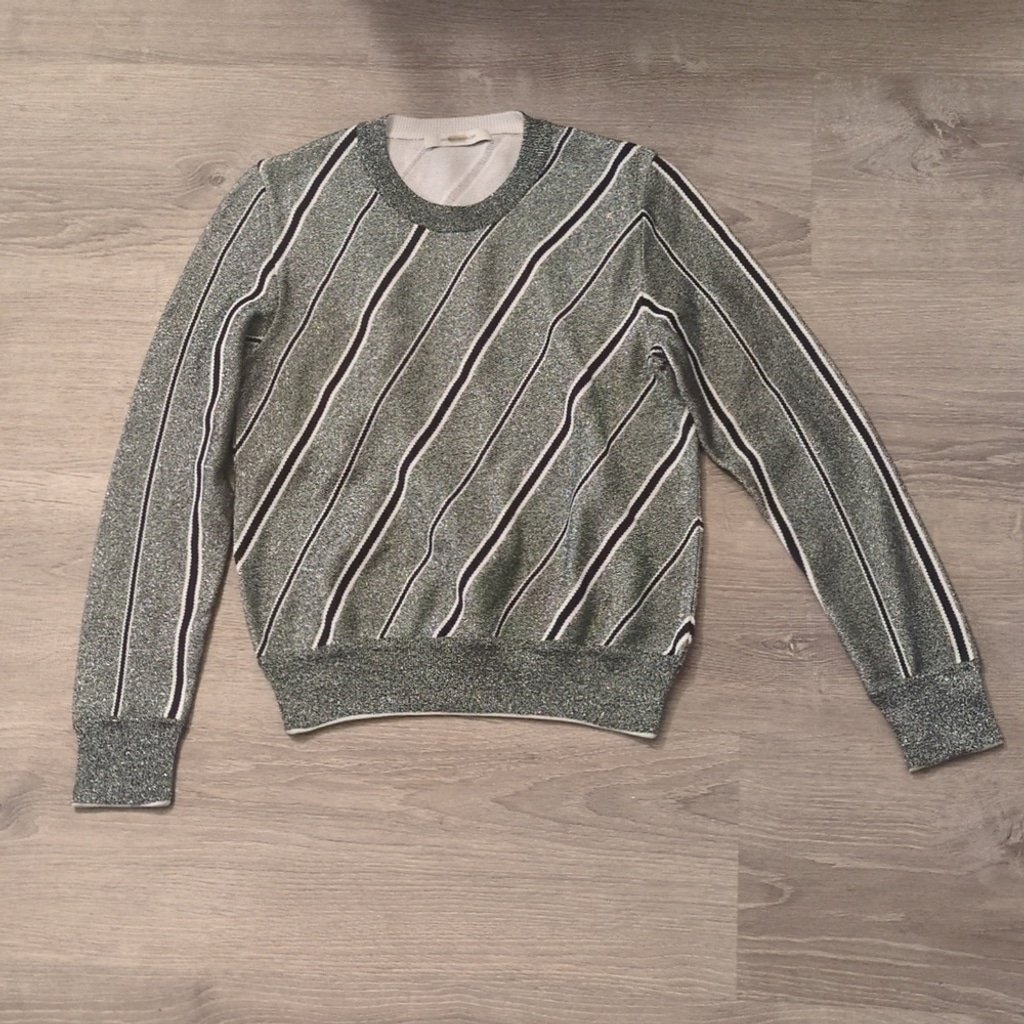 Cedric Charlier green striped Lurex sweater size 10