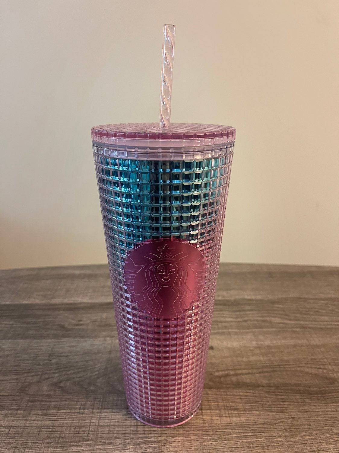 Starbucks Pink/Blue Grid Tumbler