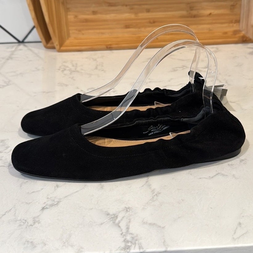 H&M black suede flats size 7.5 minimalist office casual NWT comfortable