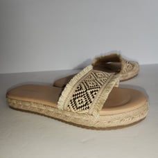 LANE BRYANT Dream Cloud Geometric Fringe Espadrille Sandal Womens 8W Rose Gold