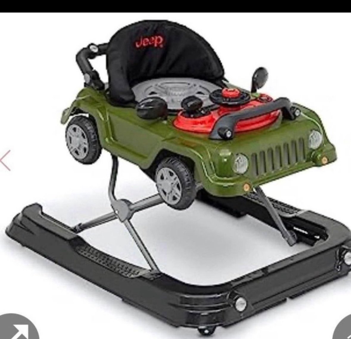 Delta Children Jeep Classic Wrangler 3-In-1 Grow With Me Walker - Green open bo