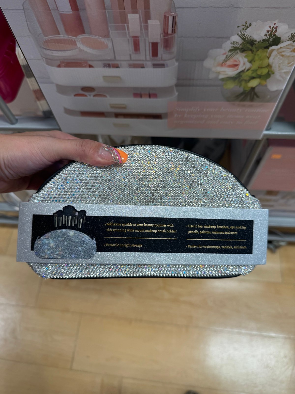 Rhinestone makeup holder