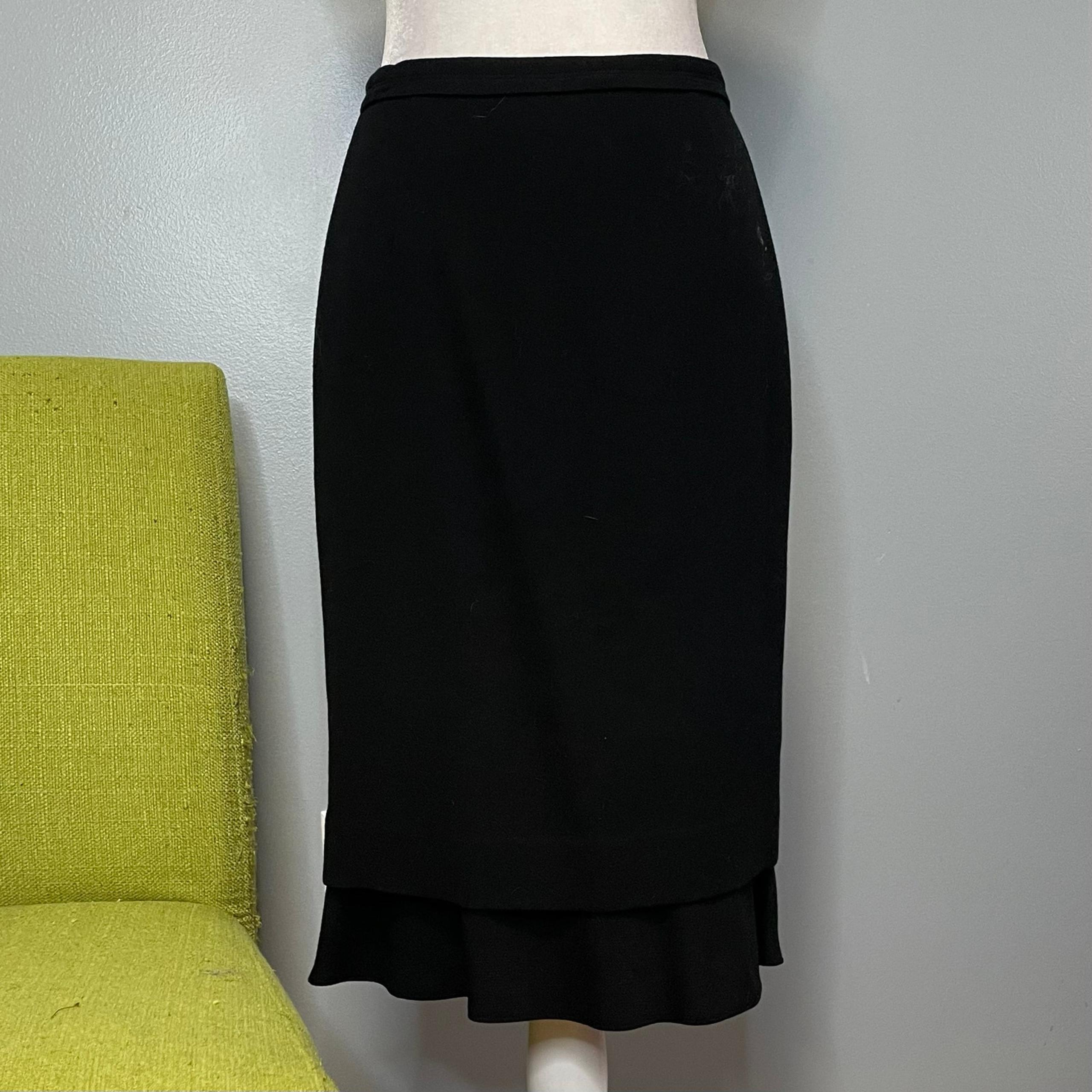 Carlisle Black Wool Tiered Straight Pencil Skirt 4