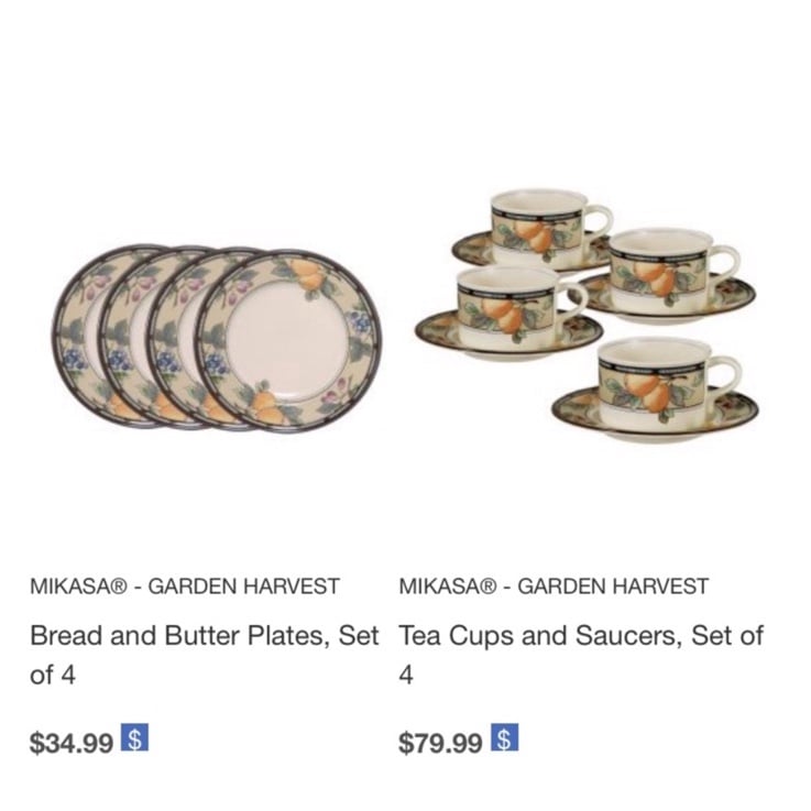 Mikasa Garden Harvest Tea Cups with plates/saucers!
