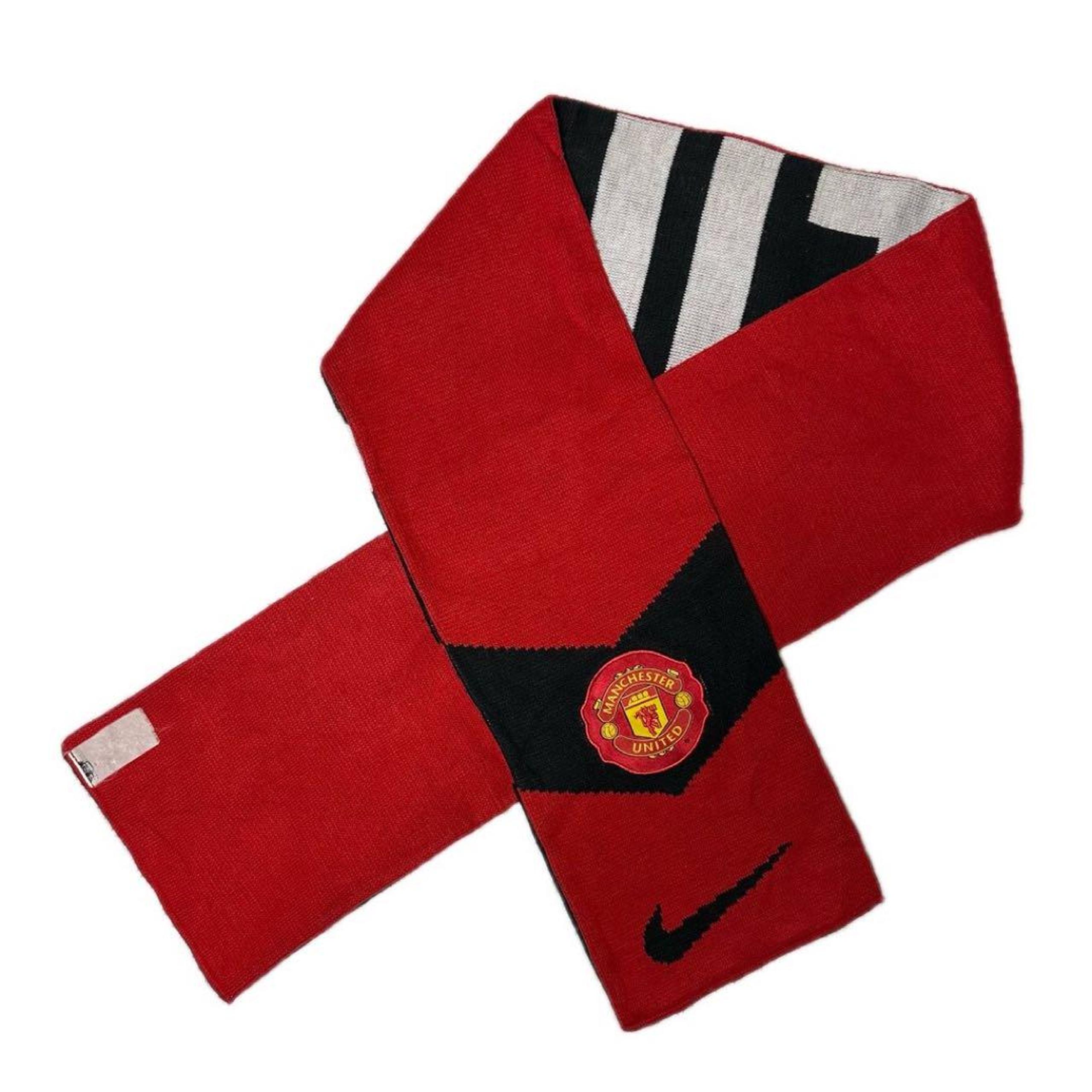 Vintage Nike Manchester United Soccer Scarf Red Black White Used