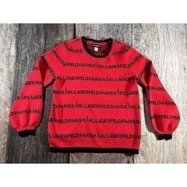 NWOT Karl Lagerfeld Paris Red Admiral Crew Neck Eiffel Logo Sweater