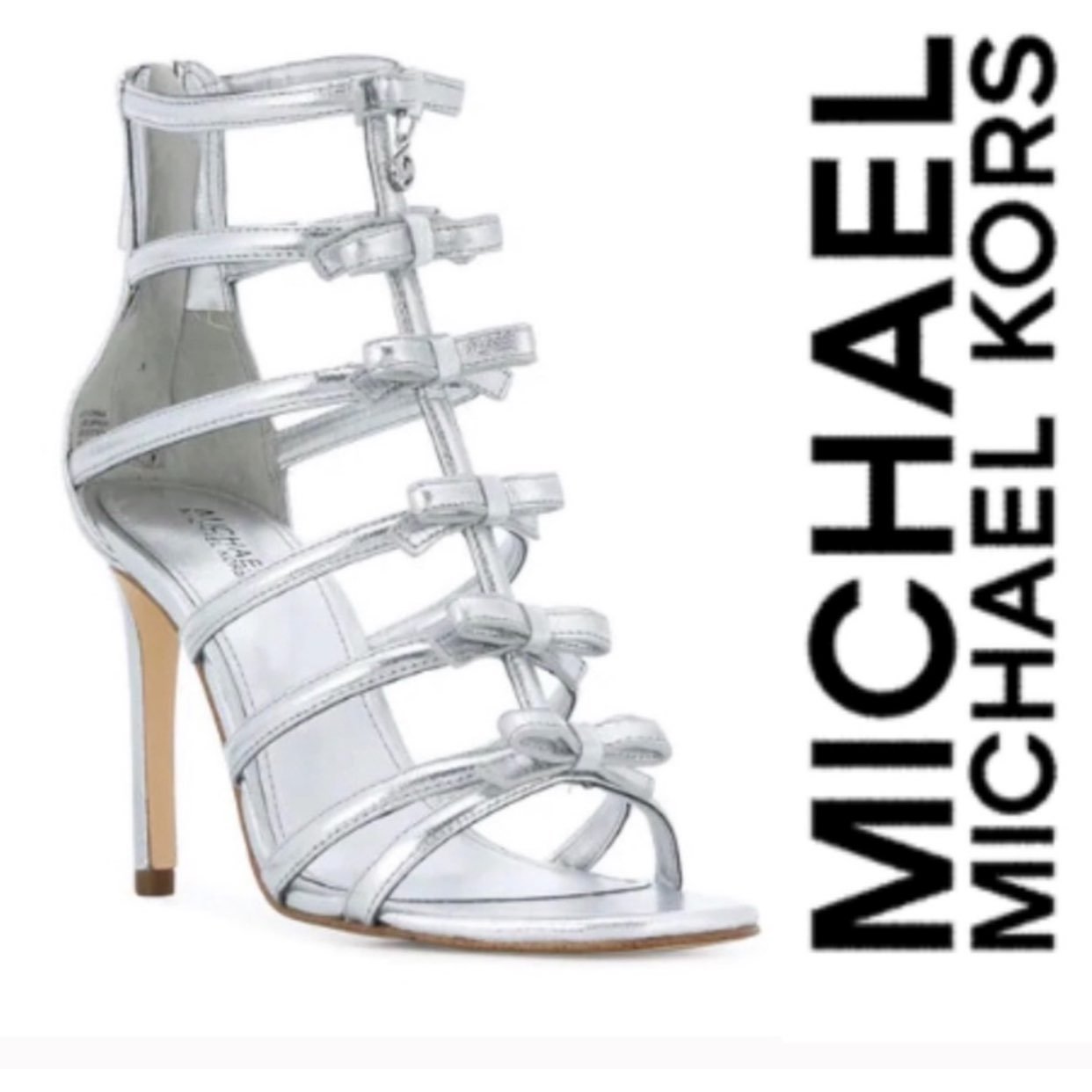 NEW Michael Kors Silver Bow Heel -8.5