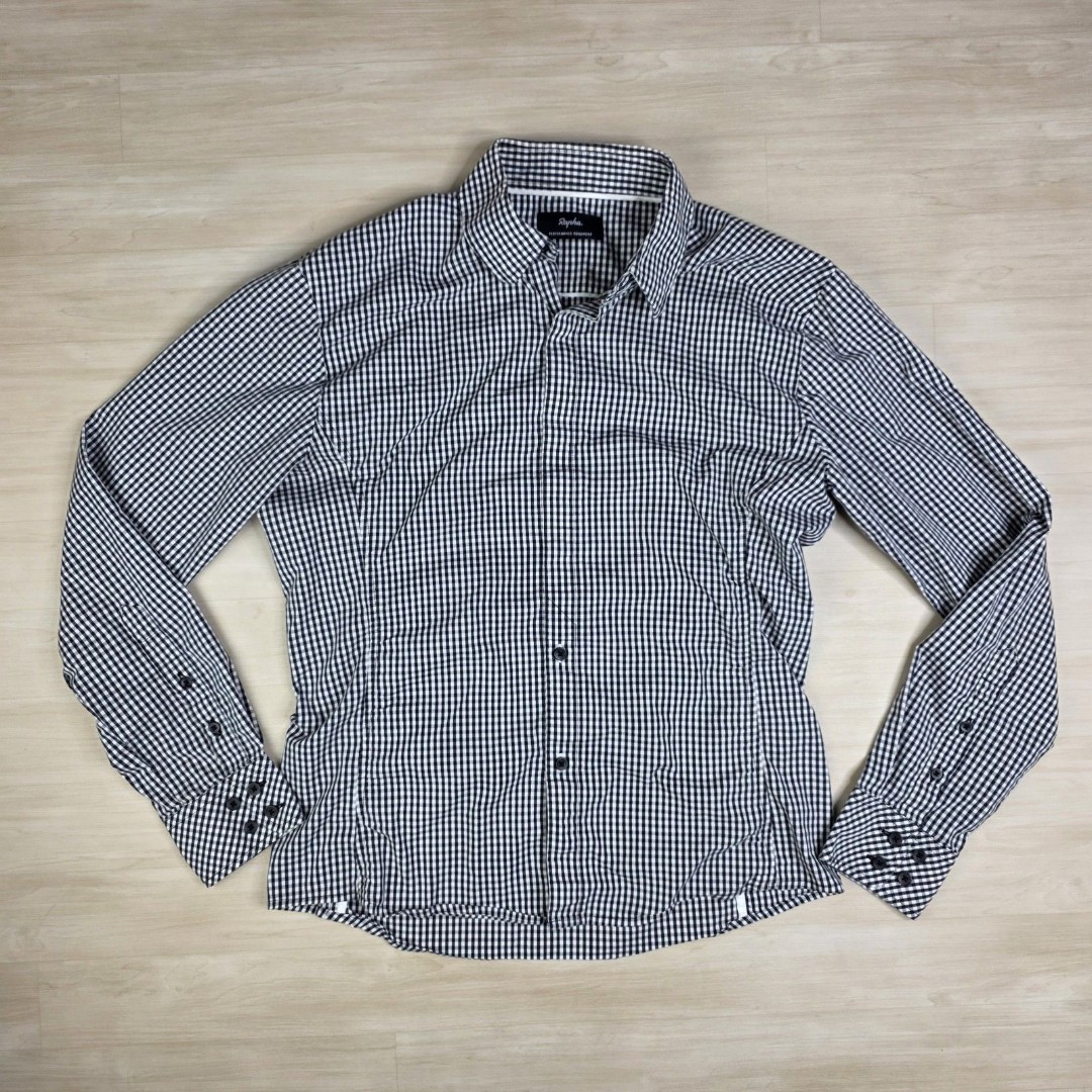 RAPHA Performance Roadwear Cycling Shirt Black White Check Men's Size Medium