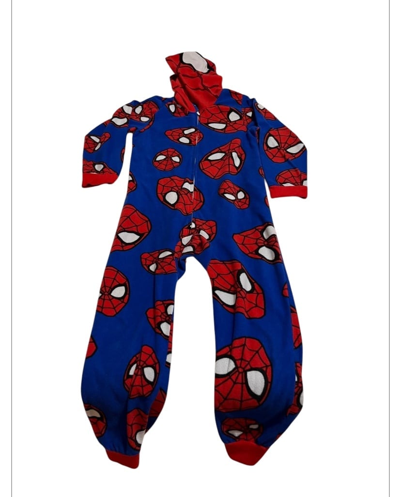 (8) Blue and red Spiderman onesie
