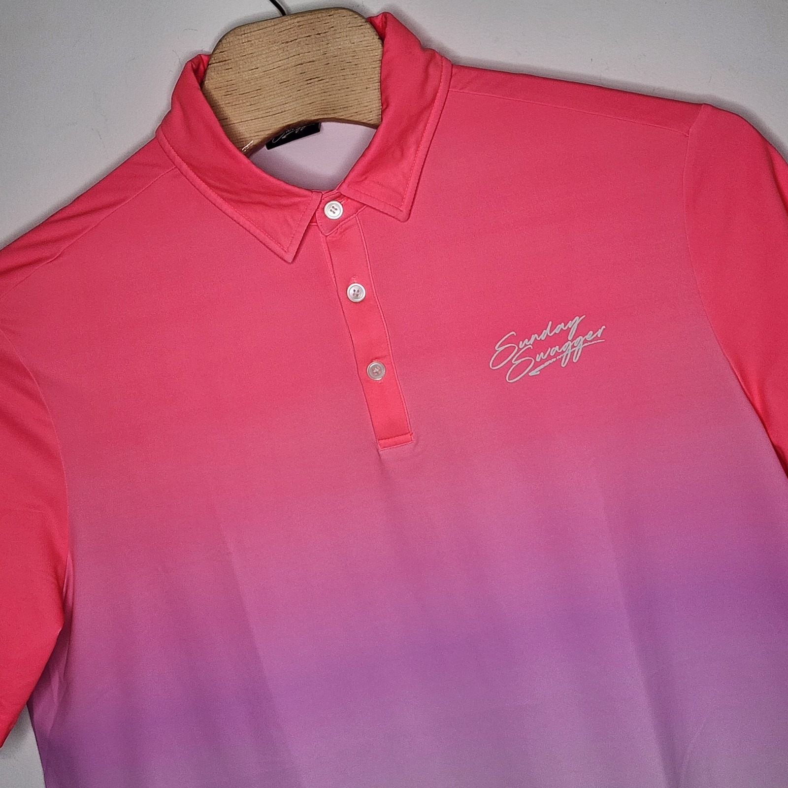 Sunday Swagger Men's Performance Pastel Ombre Stripe Golf Polo Shirt XL