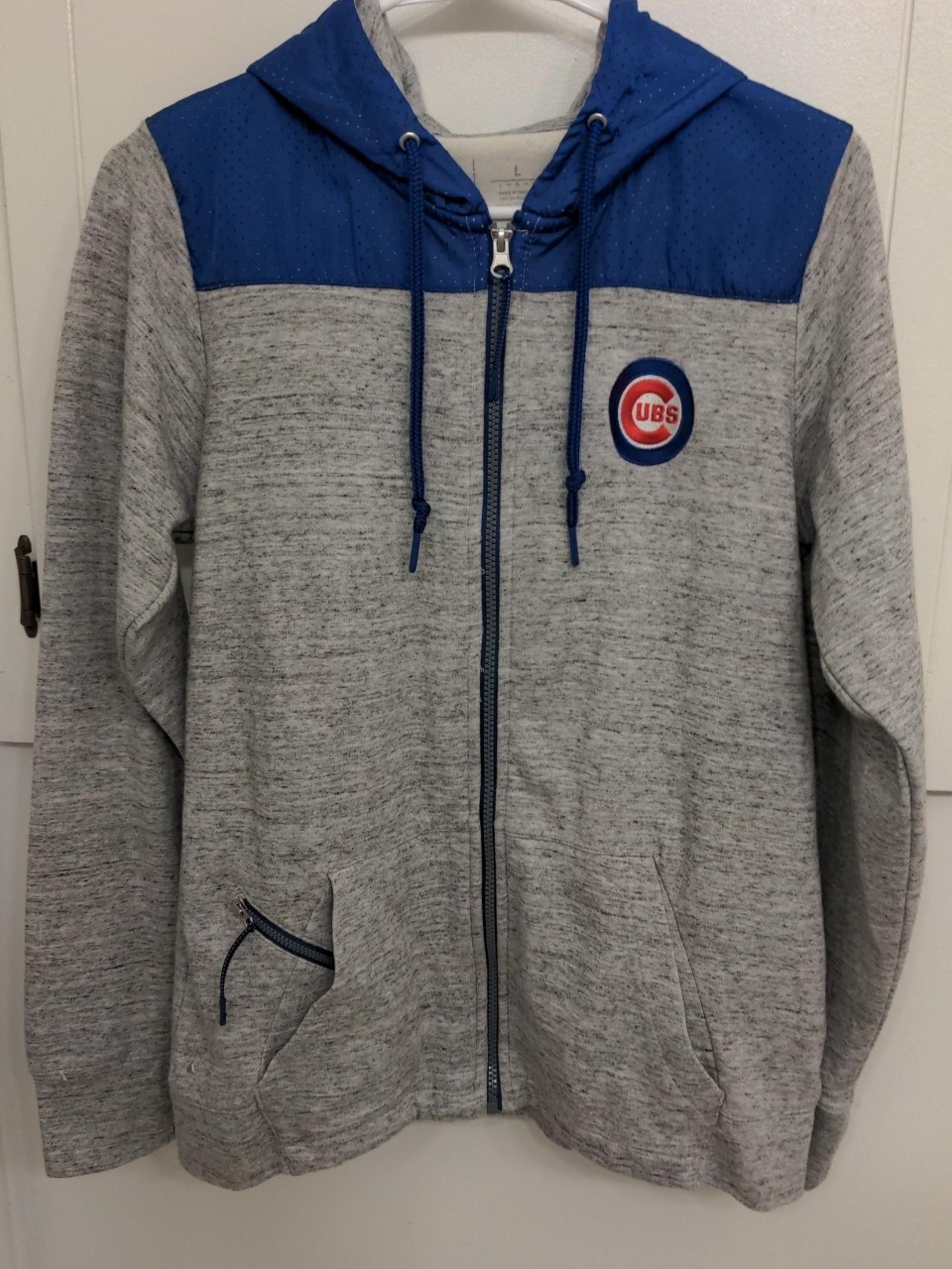 Womens Antigua Gray & Blue Chicago Cubs Hoodie Sweatshirt MLB Baseball Size L