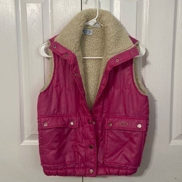 Vintage Late 1970s Girls Hot Pink Izod Lined Puffer Vest