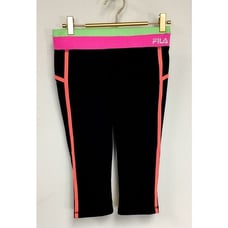 Vintage Fila Sport Womens Black Pink 3/4 Length Athletic Capri Pants Size Large