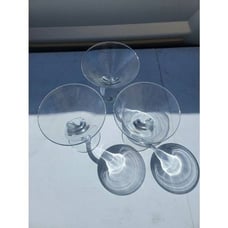 Curved Stem Martini Glasses Retro Art Glasses 6oz Set of 4