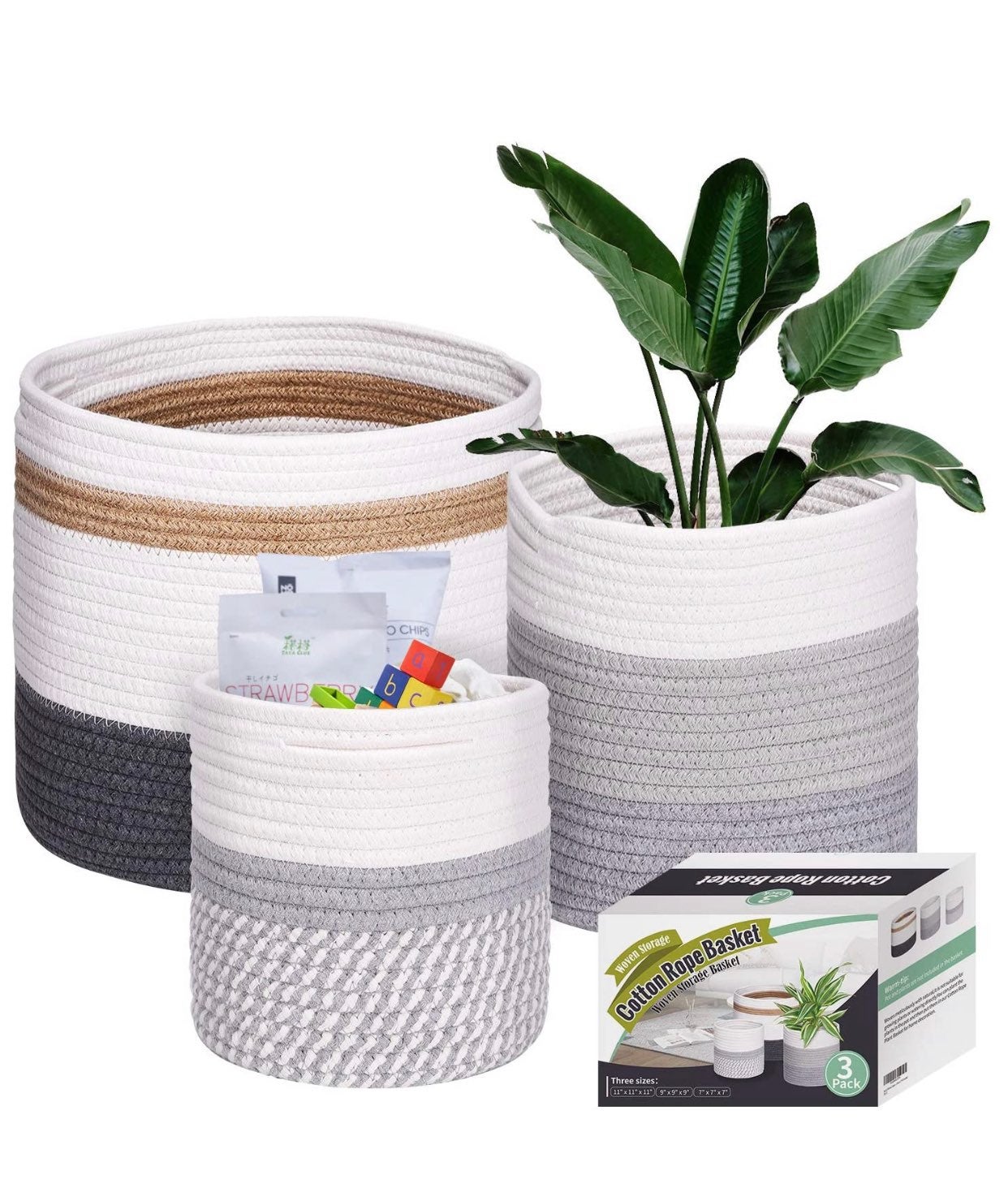3 pack woven basket