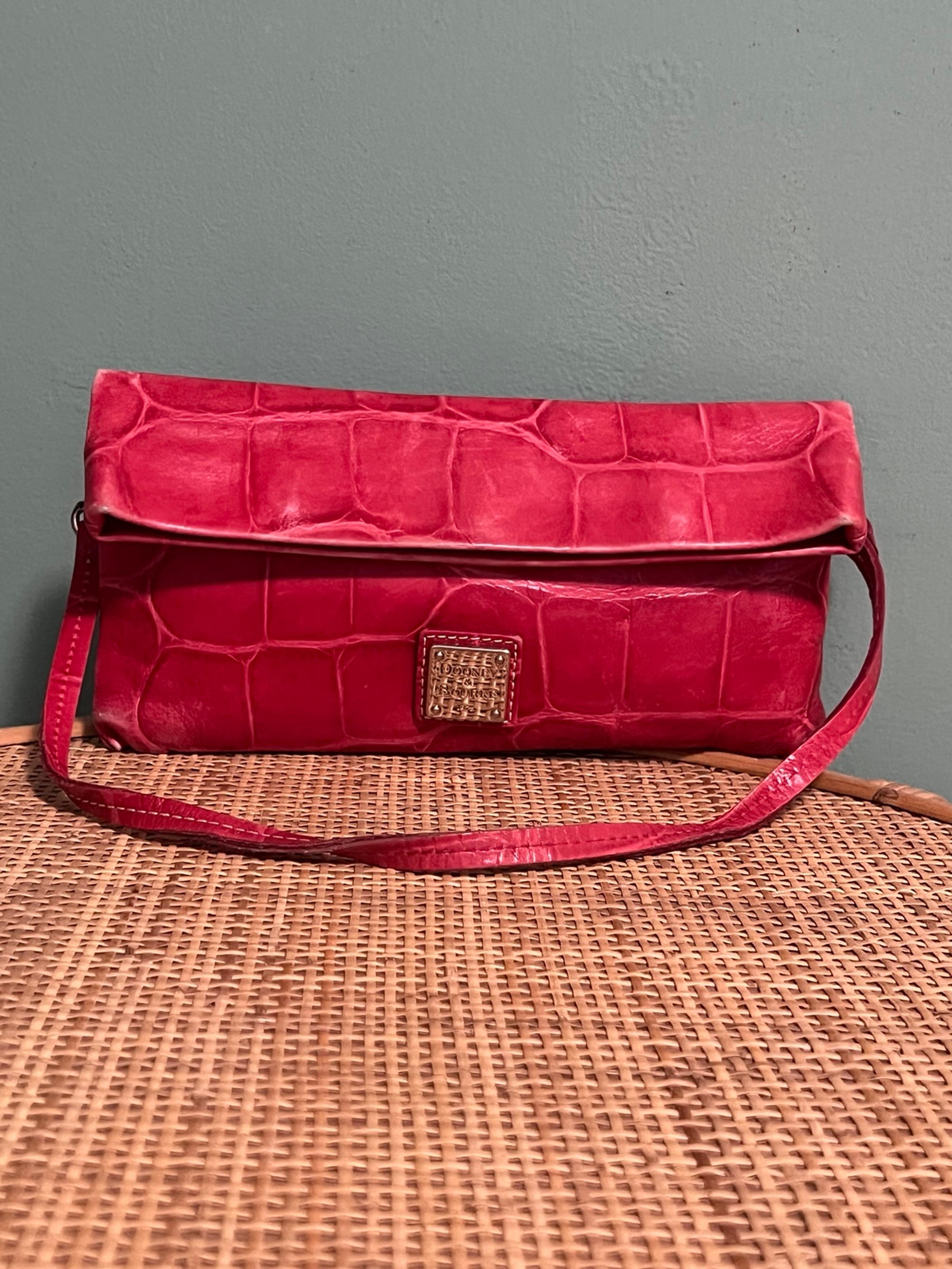 DOONEY BOURKE RED LEATHER FOLDOVER CLUTCH