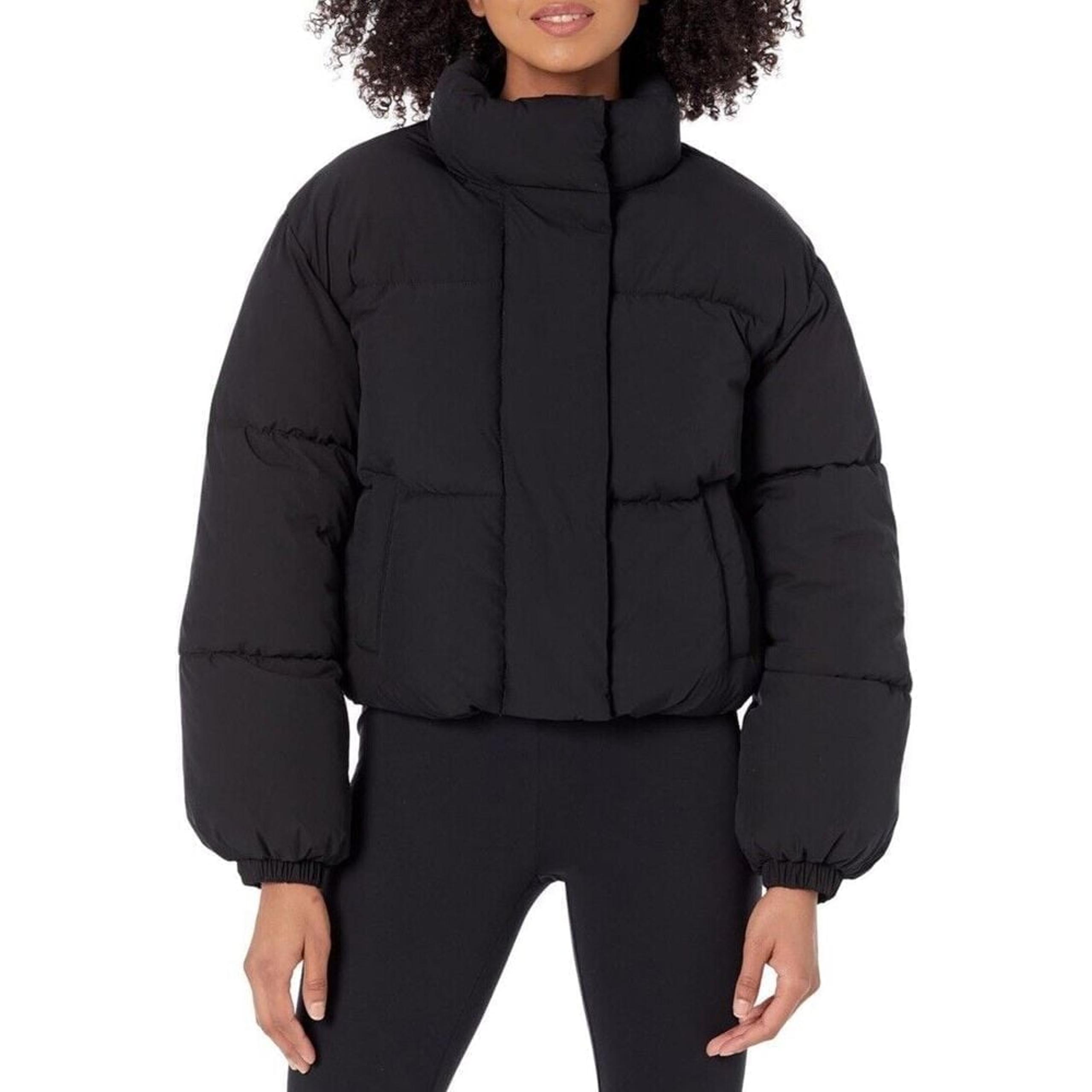 Essentials Women's Size XXL Cropped Full-Zip Puffer Jacket Black New - Amazon