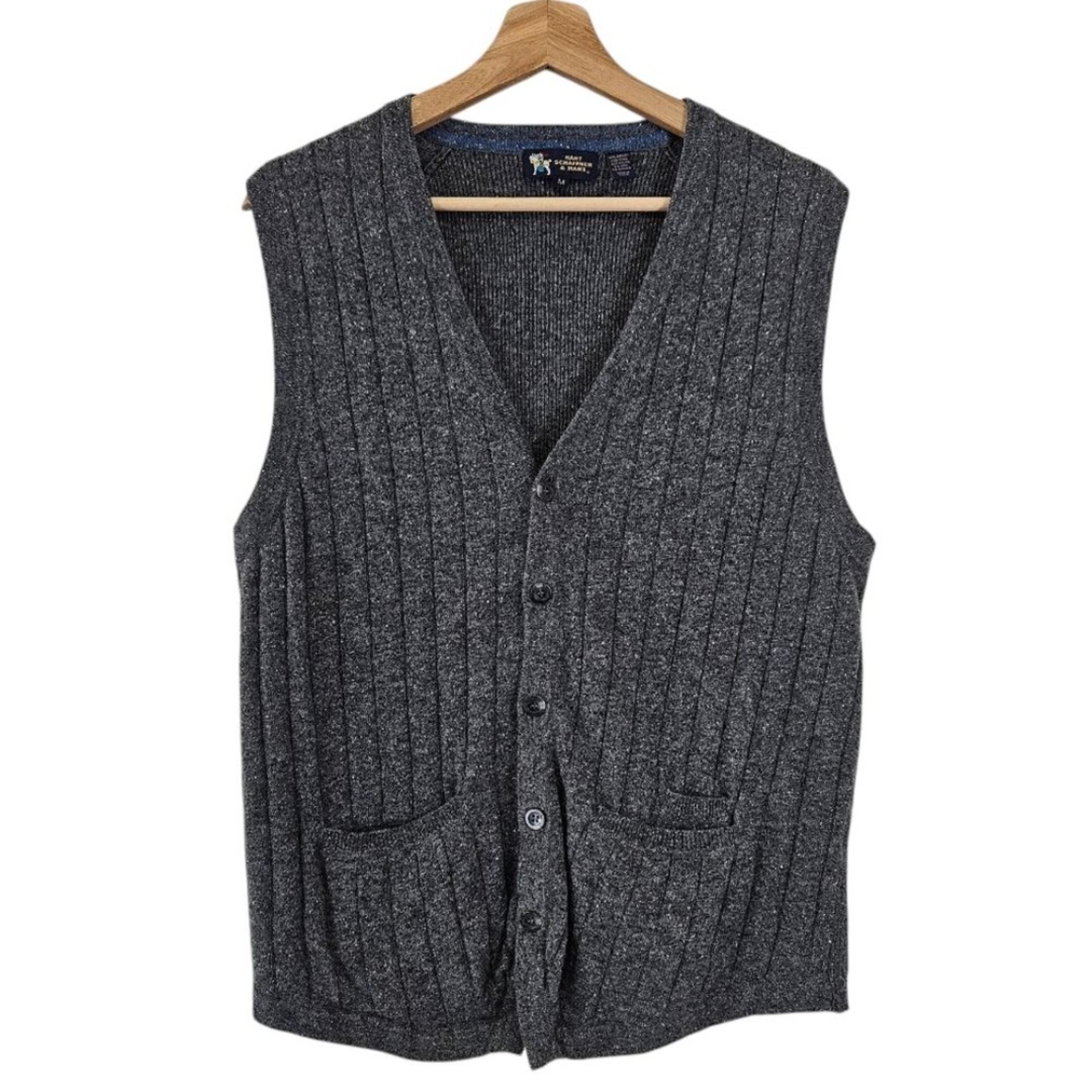 Hart Schaffner & Marx Gray Wool and Silk Blend Mens Sweater Vest