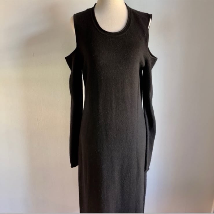 Vince 100% Cashmere Midi Dress Cold Shoulder Sz Lg NWT