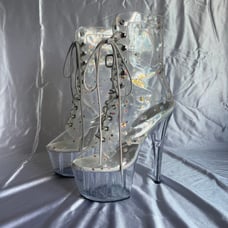 Glow in dark clear platform lace up boots size 10