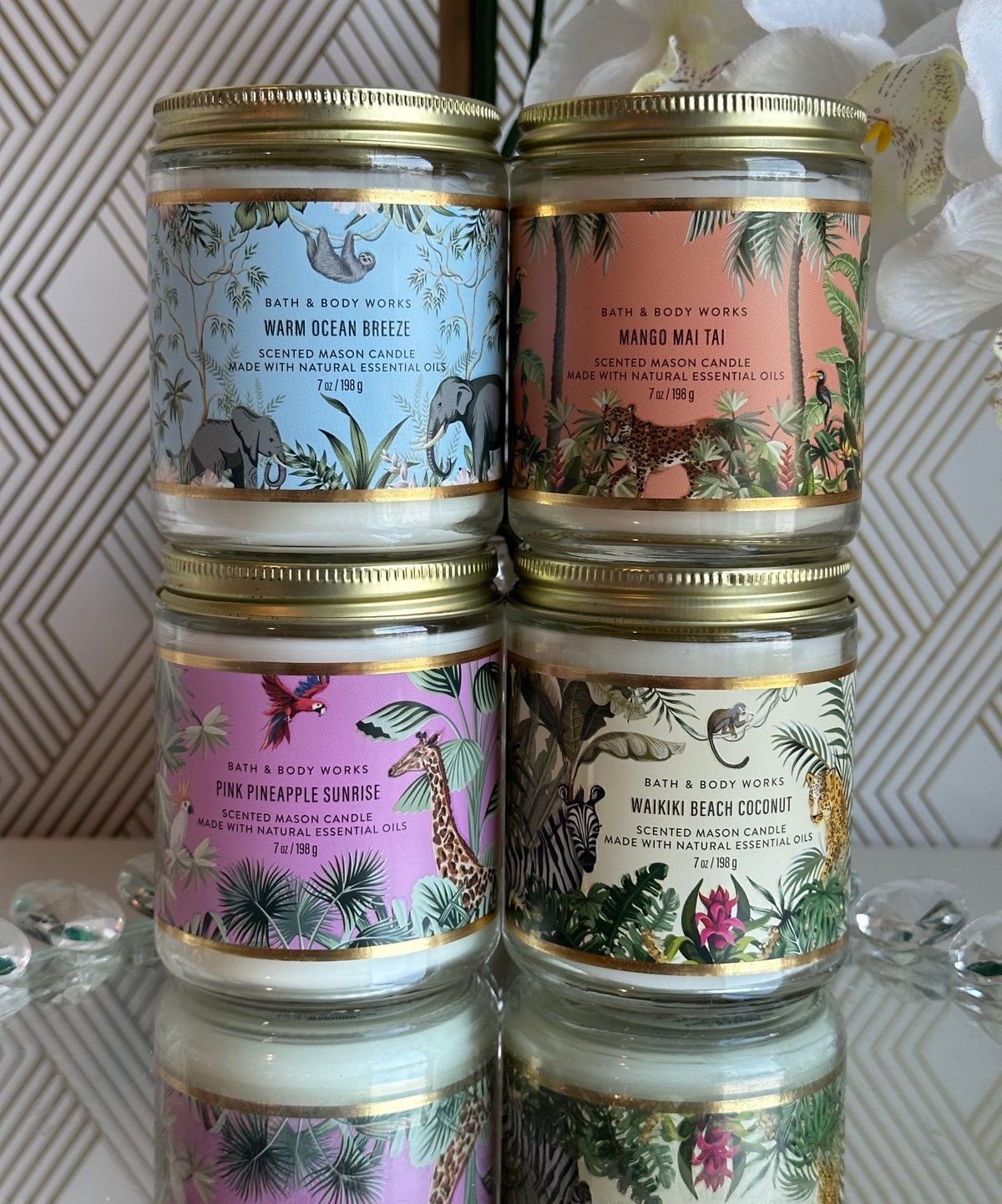 4 Safari jungle Single Wick Candles. 7oz bath and body works. New Discontinued
