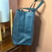 Hunter Short Original Rubber Tote Bag Square Monogram Medium Teal Blue Gray