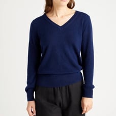 Quince Mongolian Cashmere V-Neck navy S