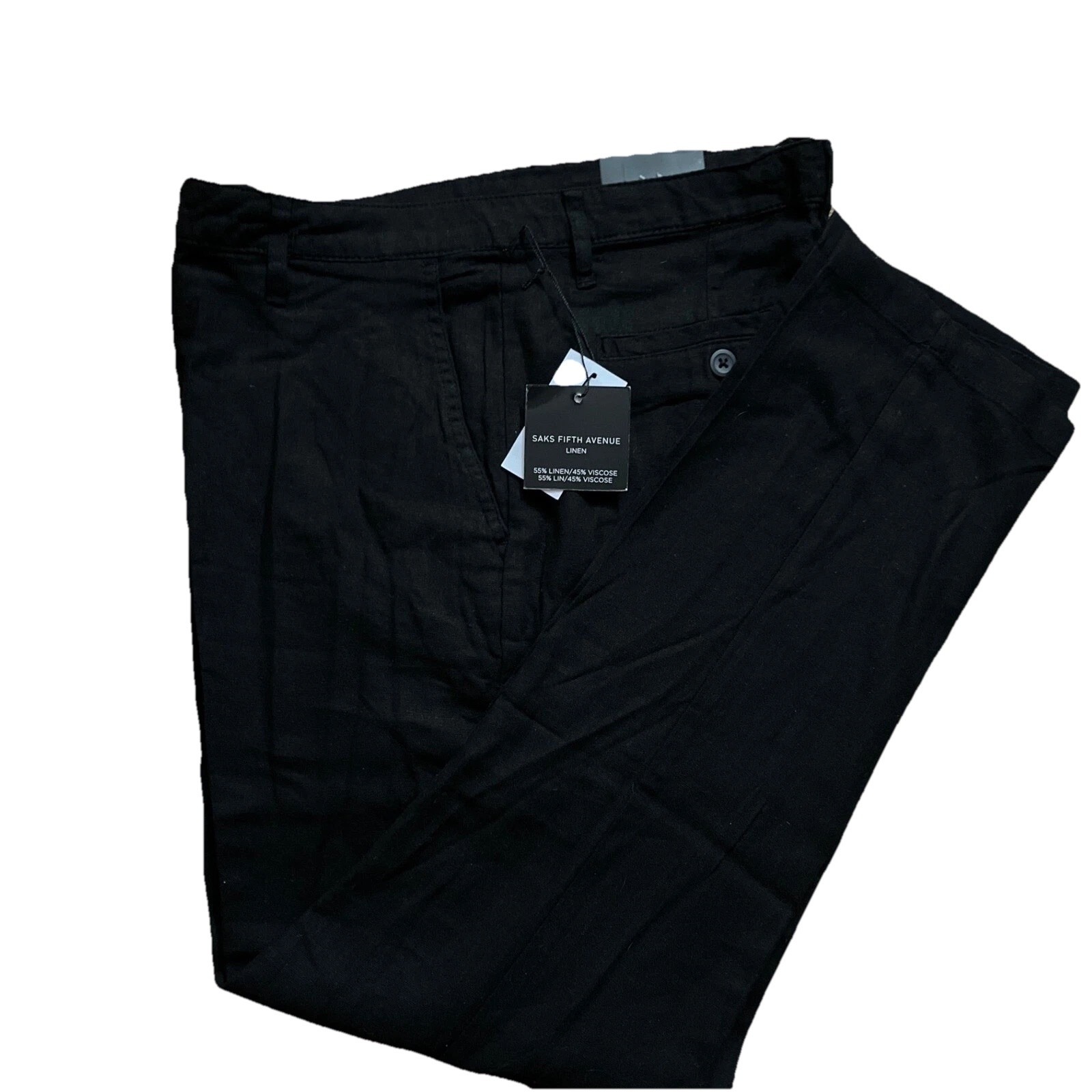 Saks Fifth Avenue mens linen blend pants 38 black Preppy Country Club Vacation