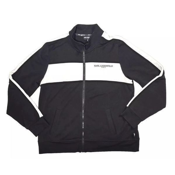 NWT Karl Lagerfeld Black/White Full Zip Sweatshirt Size Medium