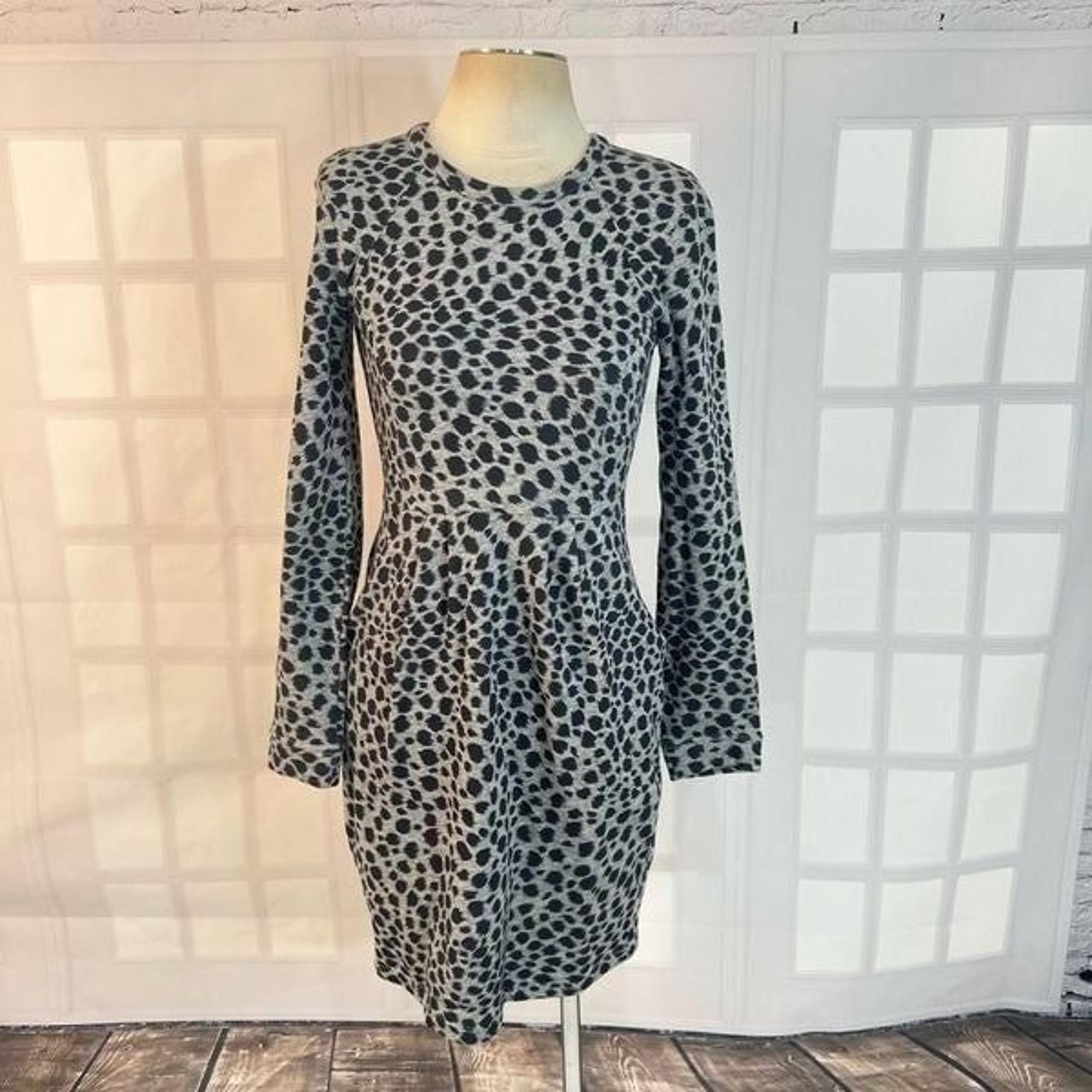 Whistles gray spotted long sleeve sweater dress with pockets size 2
