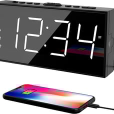 Alarm Clock for Bedroom, 2 Alarms Loud LED Big Display Clock with USB Charging