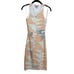 Mara Hoffman High Neck Orange Abstract Print Bodycon Cut Out Midi Dress size XS