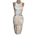 Mara Hoffman High Neck Orange Abstract Print Bodycon Cut Out Midi Dress size XS