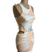 Mara Hoffman High Neck Orange Abstract Print Bodycon Cut Out Midi Dress size XS