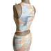 Mara Hoffman High Neck Orange Abstract Print Bodycon Cut Out Midi Dress size XS