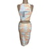Mara Hoffman High Neck Orange Abstract Print Bodycon Cut Out Midi Dress size XS