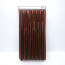 Vtg EKCO Flint Vanadium Steakster Steak Knife Set 6 Original Wood Wall Holder