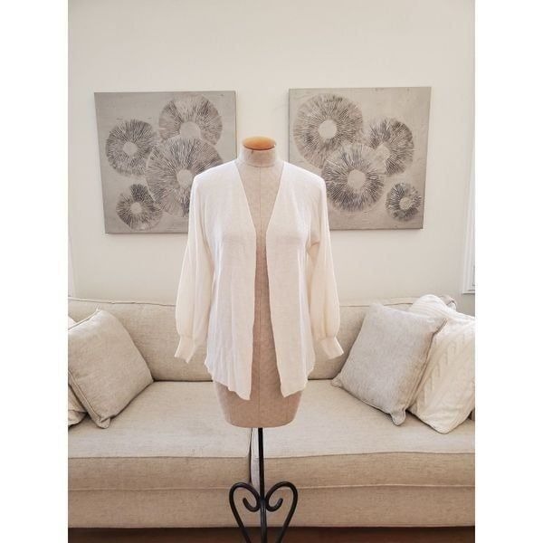 Nordstrom Signature Blouson Sleeve Cashmere-Linen Cardigan - size Small in Ivory