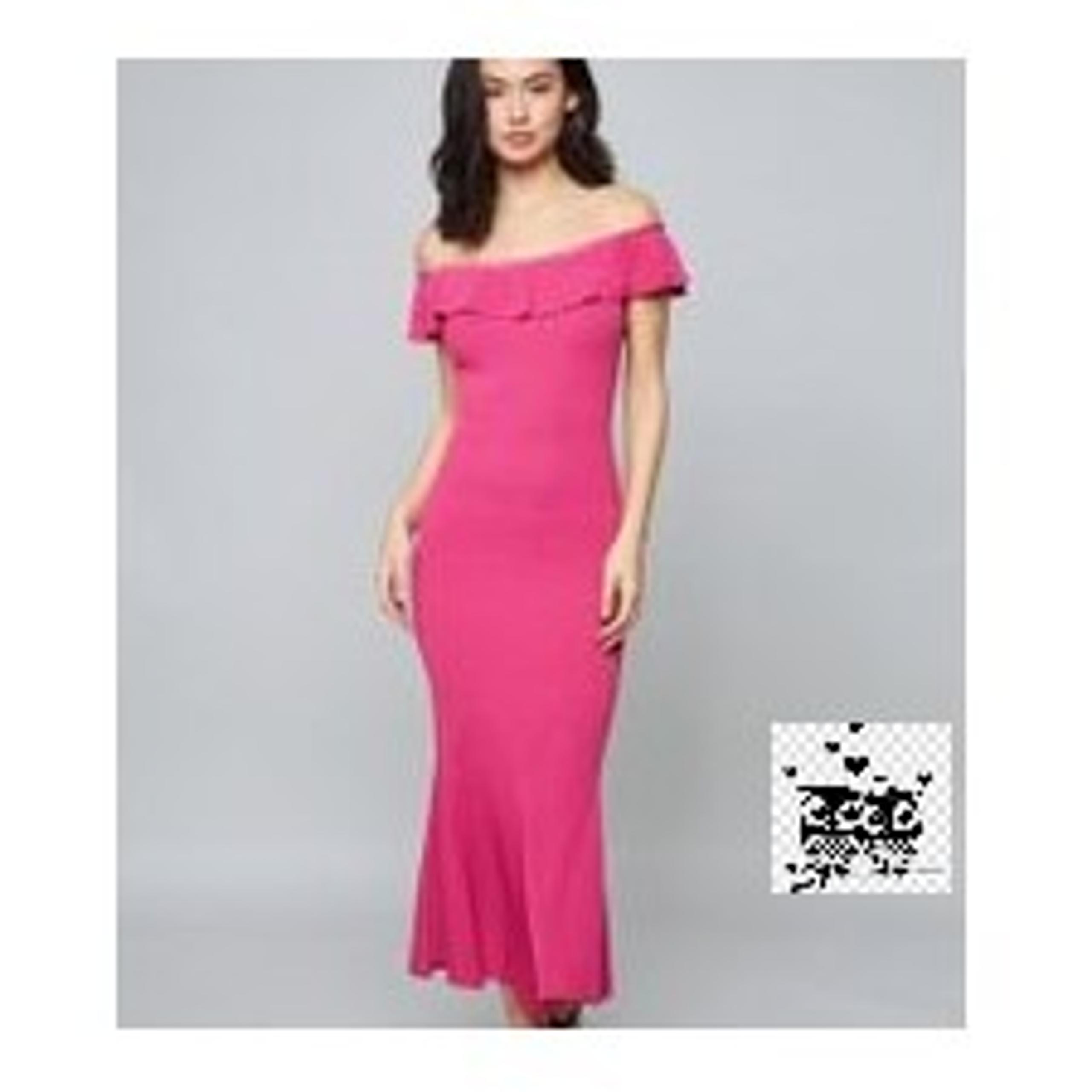Ribbed OTS Ruffle Dress