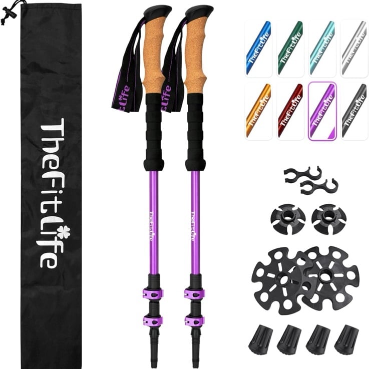 TheFitLife Trekking Poles - Lightweight 7075 Aluminum Hiking Sticks with Cork